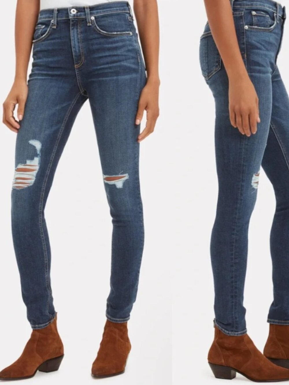 Rag & Bone Nina High Rise Skinny Jeans Med-Dark Wash Denim Pant SZ 27 Stretch
